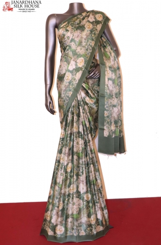 Exclusive Floral Pure Satin Crepe Silk Saree-Finest Quality
